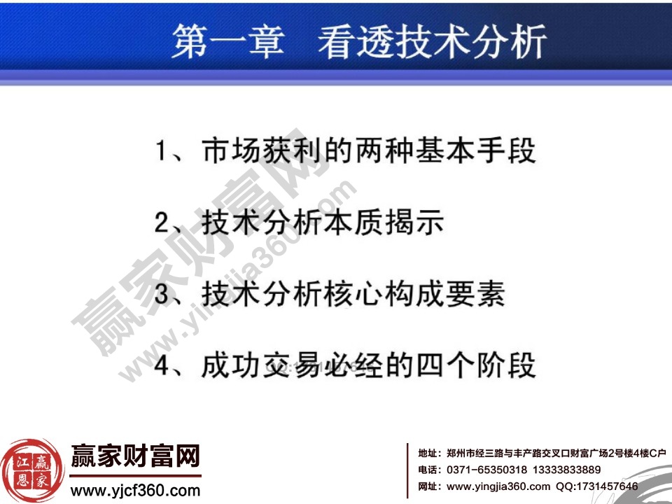 技術(shù)分析主要講解四個方面的內(nèi)容